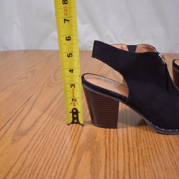 L4L Black Wedge Heels Ankle Open Toe Zipper Size 8 L4L by Lust - Picture 12 of 14